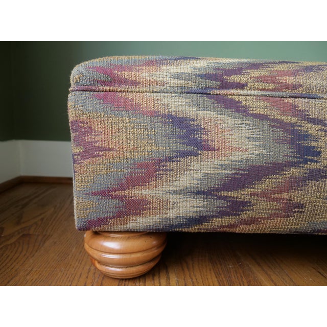 New, Hand-Upholstered Ottoman in Flamestitch 100% Cotton Heavy Woven Fabric (30" X 20" X 11 1/2") by French Mattress...