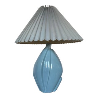 1980s Postmodern Large Ceramic Blue Abstract Lamp For Sale