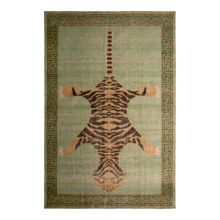 Rug & Kilim’s Tiger Square Rug in Green, 3x3 For Sale