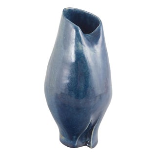 European Stoneware Vase with Asymmetrical Opening, 1987 For Sale
