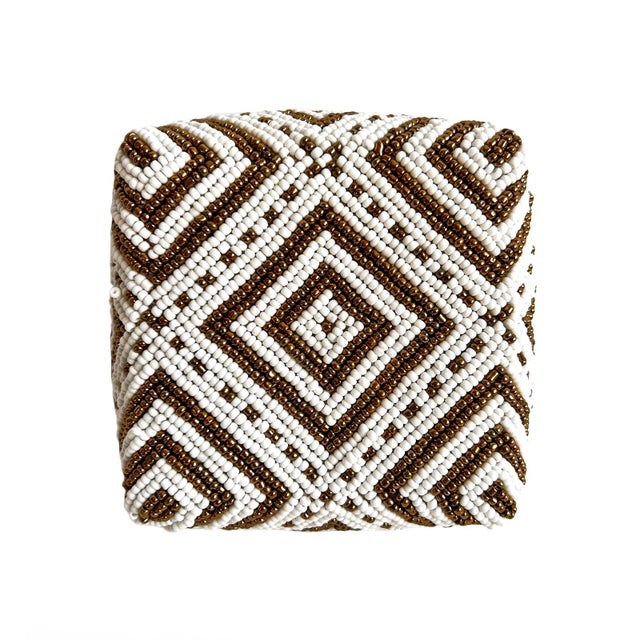 Bamboo Beaded Box White & Gold X-Small For Sale - Image 4 of 8