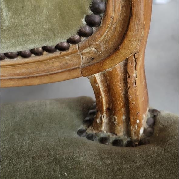 19th-C. French Louis XV Provincial Carved Walnut Open Armchair — Pegged Construction For Sale - Image 10 of 12