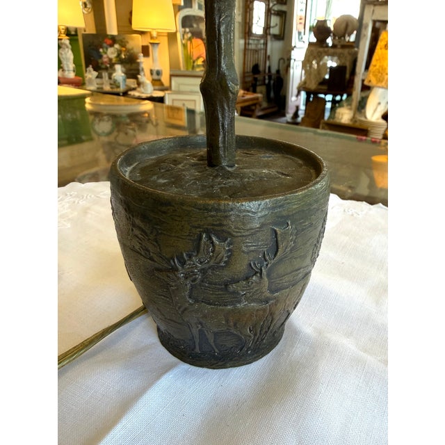 Metal Late 19th Century Art Nouveau German Crystal & Bronze Topiary Lamp For Sale - Image 7 of 15