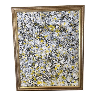 Vintage 1970s Abstract Painting Signed and Framed For Sale