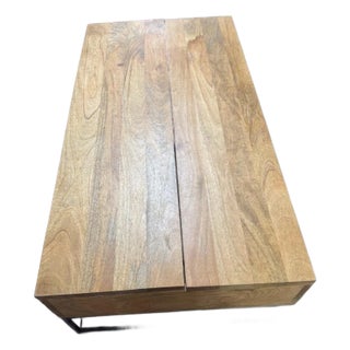 West Elm Industrial Storage Pop-Up Coffee Table 50” For Sale