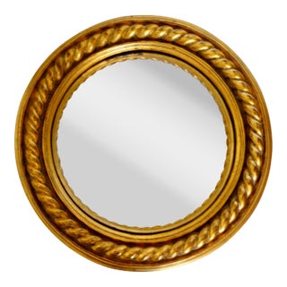 Large Giltwood Convex Mirror Twisted Rope Design 18.25" For Sale