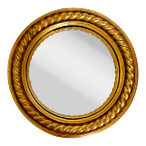 Large Giltwood Convex Mirror Twisted Rope Design 18.25"