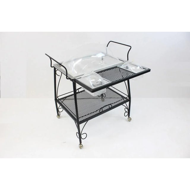 Mid-Century Modern Mid Century Modern Metal and Lucite Patio Bar Cart For Sale - Image 3 of 13