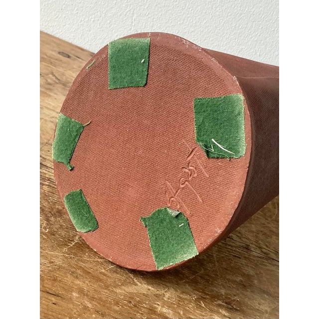 Brown Vintage Boho Original Studio Pottery Pitcher For Sale - Image 8 of 10