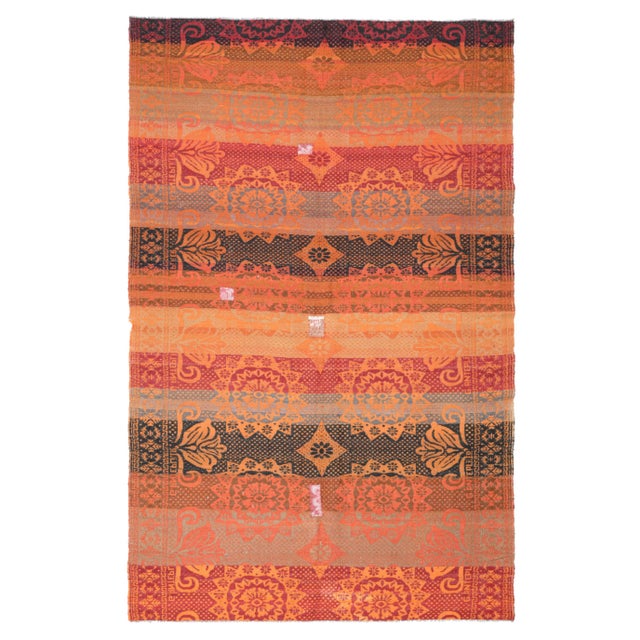 1970s Vintage Turkish Oushak Handmade Wool Cotton Orange Area Rug For Sale - Image 11 of 11