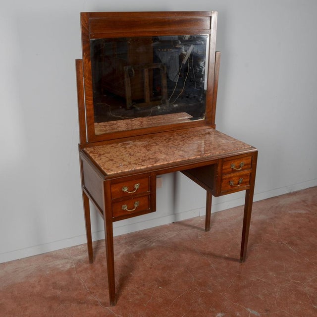 Art Nouveau Liberty 4 Drawer Dressing Table with Italian Marble Top, 1890s For Sale - Image 12 of 18