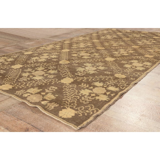 Brown Vintage Turkish Oushak Rug, 04'11 X 09'04 For Sale - Image 8 of 11