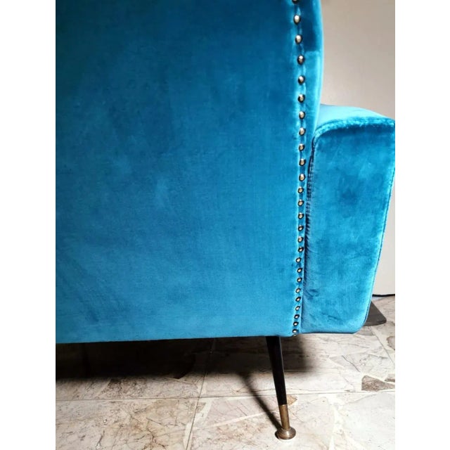 Vintage Italian Armchair Upholstered and Covered in Velvet Ottanio Color For Sale - Image 10 of 13