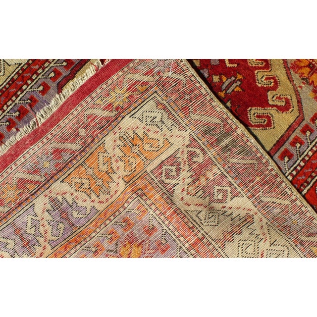 Colorful Early 20th Century Antique Turkish Oushak Rug With Medallion in Purple 3'3"x3'8" For Sale In Atlanta - Image 6 of 6