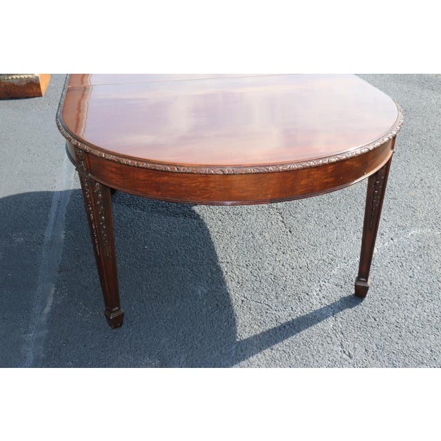 1940s Adams Style Carved Mahogany Dining Table With Three Leaves For Sale - Image 5 of 12