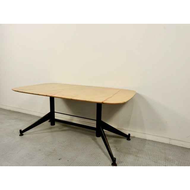 Brown Italian Geometric Table in Carrara Marble and Steel For Sale - Image 8 of 10
