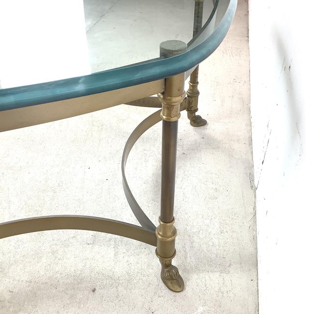 1960s Neoclassical Brass and Glass Hoof Foot Coffee Table in the Style of La Barge For Sale - Image 10 of 18