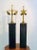Modernist pair of unusual Black Sandblasted Glass lamps.1990’s, signed Donghia. In good condition. Measures 25” high by 4”...
