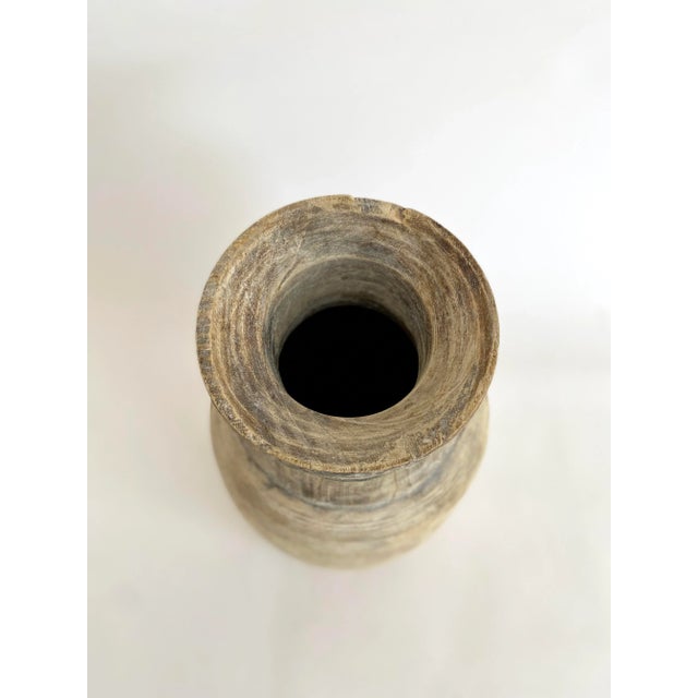 Large Rustic Wood Vessel Vase For Sale - Image 4 of 7