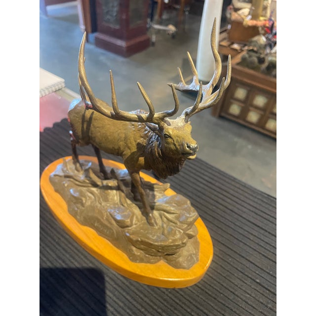 1980s Original Bronze Elk by Clark Bronson Entitled “Wapiti” 11/75 For Sale - Image 9 of 11