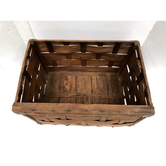 Vintage Woven Wood Industrial Laundry Basket Chairish