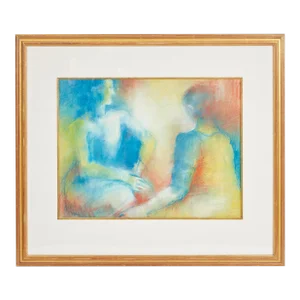 Original Pastel Drawing of 2 Figures Signed by Artist and Dated 1965