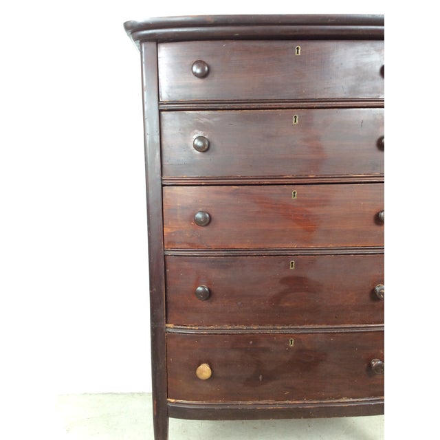 Antique Depression Era Five Drawer Chest With Turned Wood Pulls For Sale - Image 11 of 18