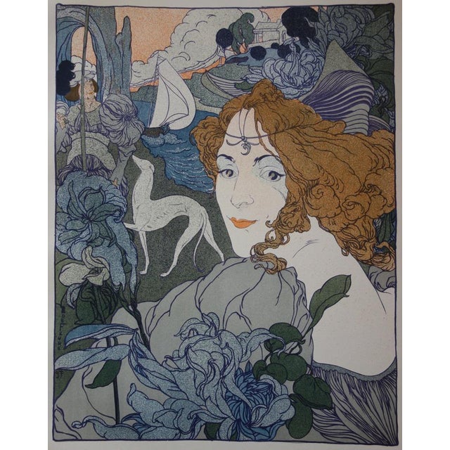 Georges de Feure Return Original signed lithograph in colour on fine Vellum Signed in the plate Dimensions 31 x 40 cm...