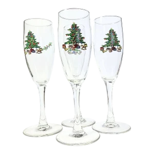 Christmas Tree Champagne Flutes- Set of Four