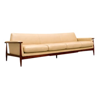 Sofa in Rosewood & Leather, Liceu De Artes E Oficios, 1960s For Sale
