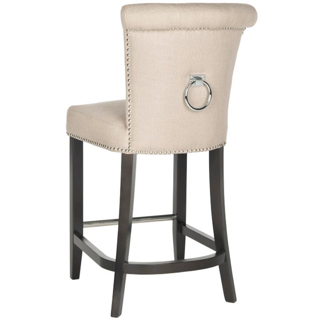 Modern Ring Counter Stool in Biscuit Beige & Espresso For Sale - Image 3 of 7