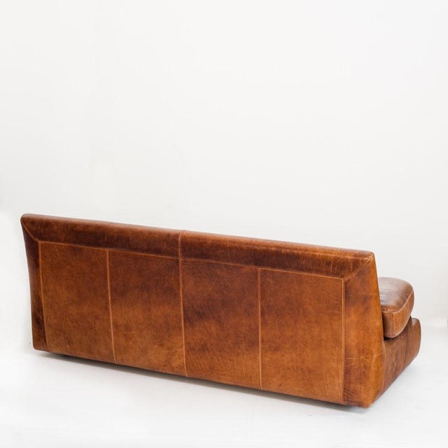 Vintage Camel Leather Convertible Sofa Bed, France, 1980s For Sale - Image 3 of 18
