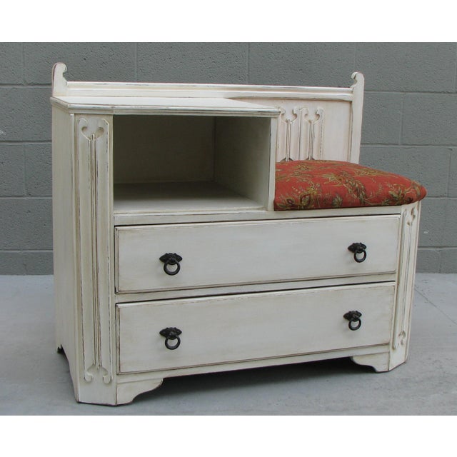 Vintage Traditional Telephone Table With Upholstered Seat Chairish