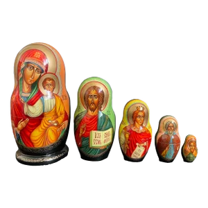 Hand Painted Byzantine Orthodox Icons Nesting Dolls - Set of 5