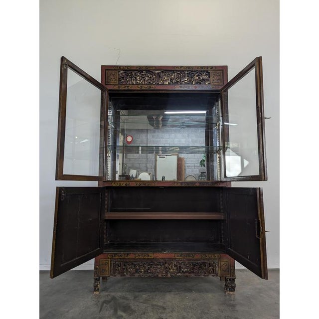 Chinese Richly Carved Display Cabinet, 1900s For Sale - Image 5 of 12