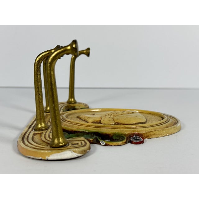 Early 20th Century Early 20th Century Art Nouveau Cast Iron Tie Rack: Judd Woman Profile Key Holder For Sale - Image 5 of 10
