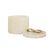 A chic, rounded container of white onyx is all tied up with a bow-shaped handle of antique brass iron. Colors and...
