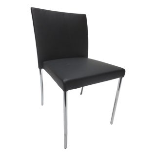 Walter Knoll Jason Lite Side Chair in Black With Polished Chrome Legs (New) For Sale