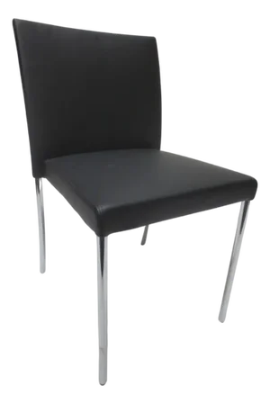 Walter Knoll Jason Lite Side Chair in Black With Polished Chrome Legs (New)
