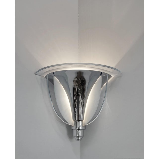 1930s French Art Deco Corner Wall Sconces by Petitot 1930s France - A Pair For Sale - Image 5 of 8
