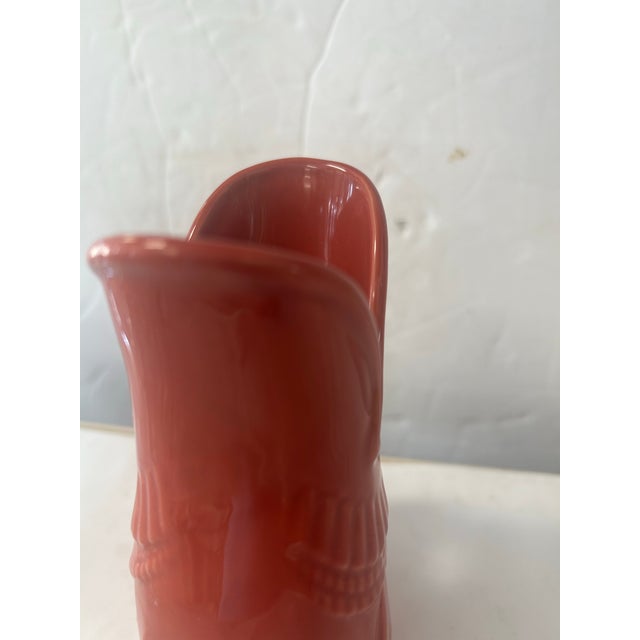 beautiful gluggle fish jug by Shreve Crump and Low. Rich coral color. a great collectible item. Perfect for a nautical...