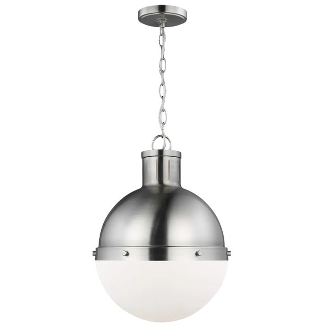 Transitional Thomas O'Brien By Visual Comfort Studio Hanks 1-Light Medium Pendant in Brushed Nickel For Sale - Image 3 of 3