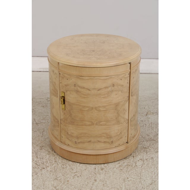 Modern Pair of Drexel Heritage Burl Ash Oval End Tables For Sale - Image 3 of 14