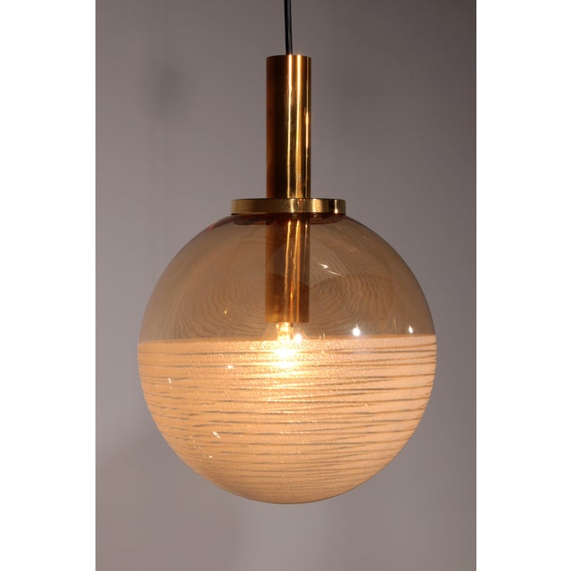 Glass Vintage Hanging Lamps in Amber Glass from Glashütte Limburg, 1960s, Set of 4 For Sale - Image 7 of 13