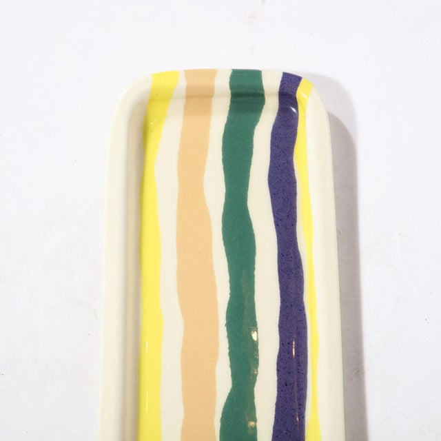 Ceramic Mid 20th Century Elongated Serving Platter in Hand-Painted Ceramic by Jurg Lanrein For Sale - Image 7 of 11