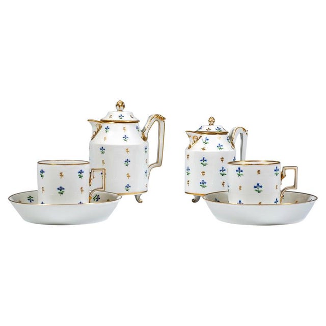Blue Viennese Imperial Gilt Porcelain Tete-a-Tete Coffee Service with Cornflowers, 1797, Set of 4 For Sale - Image 8 of 8