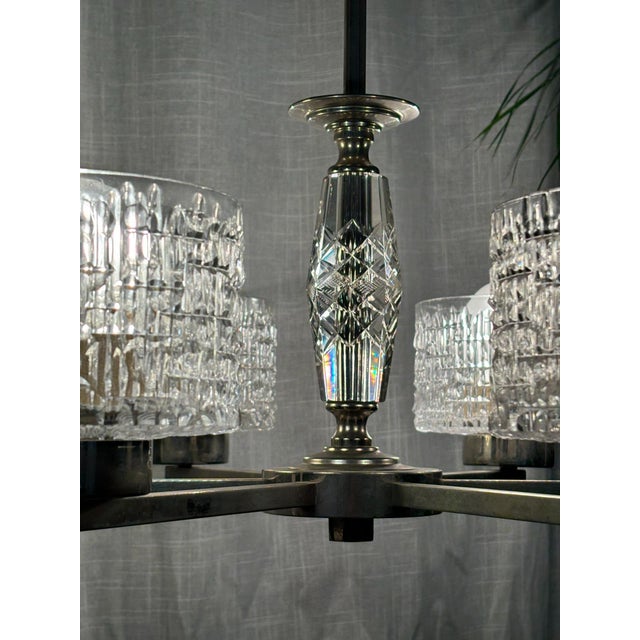 Vintage Six-Arm Chandelier, Sweden, 1960s For Sale - Image 4 of 13
