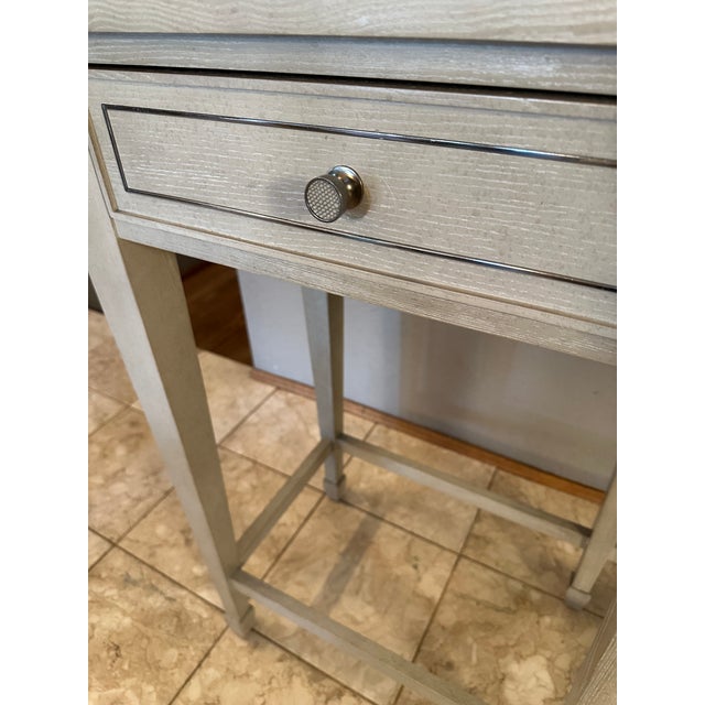 Bernhardt Criteria 78” Heather Gray Ash & Stainless Steel Console Table For Sale - Image 9 of 17