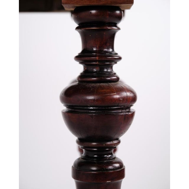 Brown Wall or Console Table in Mahogany with Carved Round Legs, 1880s For Sale - Image 8 of 10