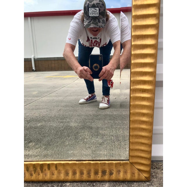 Gold Large Vintage Beveled Gold Solid Wood Full Length Mirror For Sale - Image 8 of 12